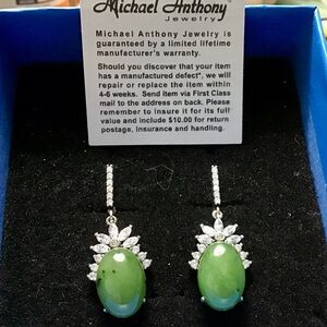 Oval Nephrite Jade  Earrings